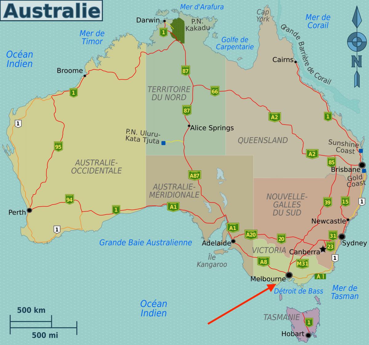 ملبورن على فيكتوريا - خريطة أستراليا